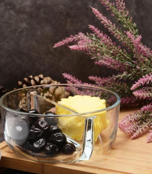 Paşabahçe polar bölmeli cam saklama kabı - 4 lü kapaklı kahvaltılık yeşil - Image 1