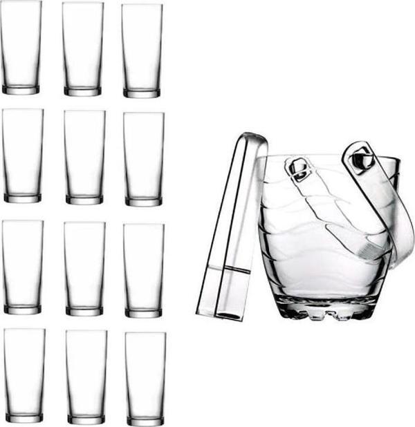 Paşabahçe rakı bardak ve 14 prç. rakı bardağı ve buz kovası seti  - Image 1