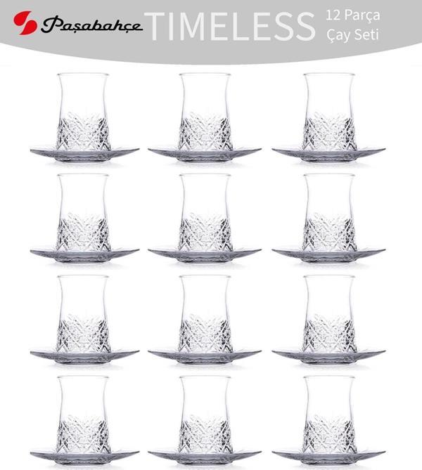 Paşabahçe timeless çay bardağı takımı- 24 parça çay bardağı tabağı seti 96991 12 kişilik - Image 1
