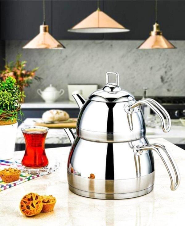 Özlife ela çaydanlık takımı - paslanmaz çelik çaydanlık büyük sade  163 - Image 1