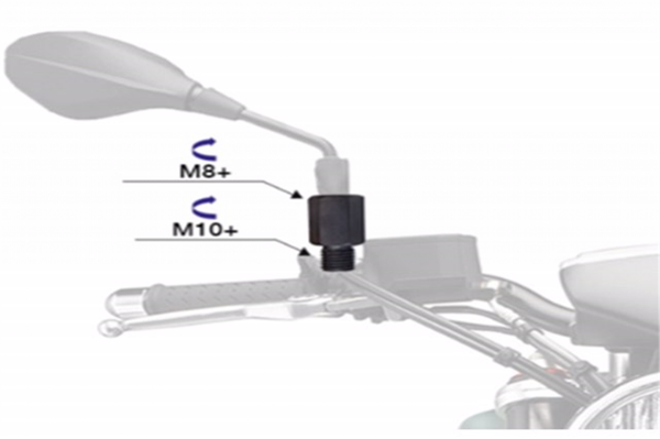 Motospartan Ayna Aparatı Adaptörü +8mm +10mm  8mm Düzden 10mm Düze Siyah - Image 1