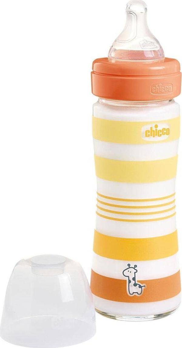 Chicco Wellbeing Yavaş Akış Gri Cam Biberon 240 ml 0+ Ay - Image 1