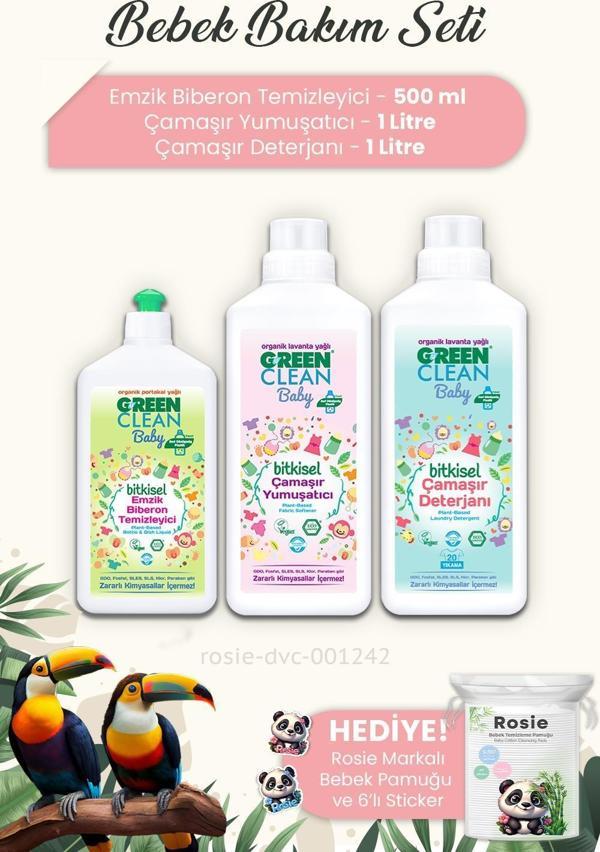 Green Clean 3'lü Bebek Bakım Seti 1 ve Bebek Pamuğu ROSIE - Image 1