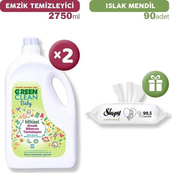 Green Clean Baby Biberon Temizleyici x 2, Islak Mendil Hediye - Image 1