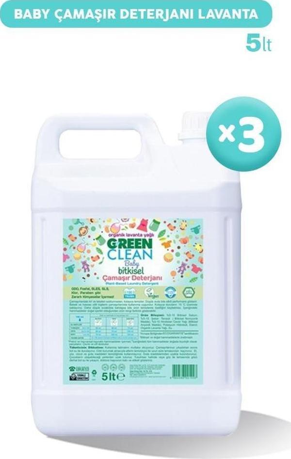 Green Clean Baby Bitkisel Çamaşır Deterjanı Lavanta Yağlı 5 lt x 3 - Image 1