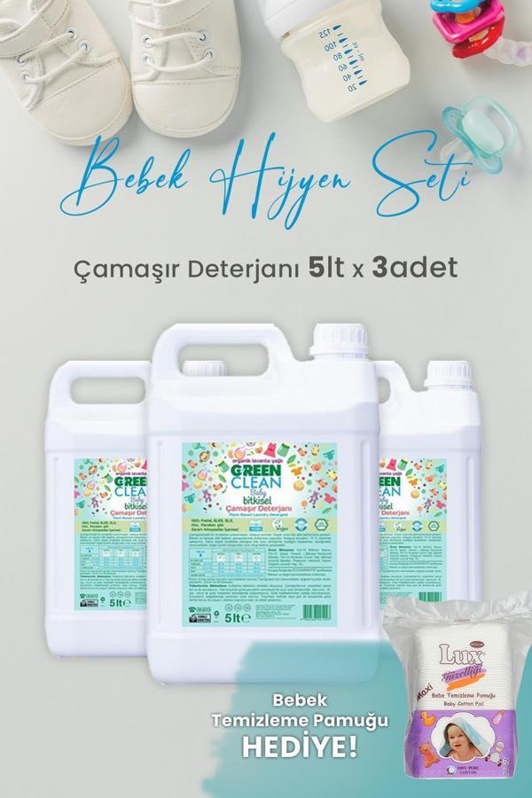 Green Clean Baby Bitkisel Çamaşır Deterjanı Lavanta Yağlı 5 lt x 3 Adet ve Hediyeli - Image 1
