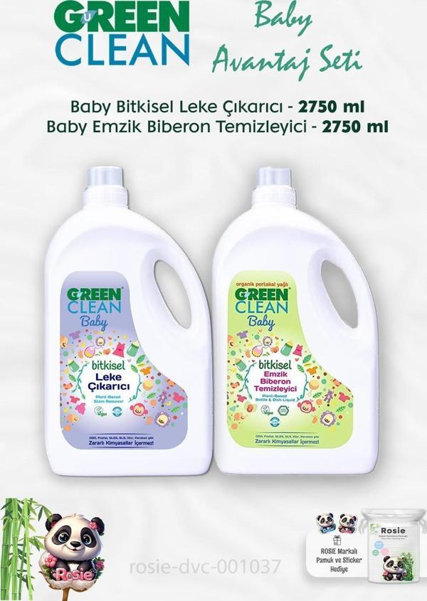 Green Clean Baby Bitkisel Emzik Temizleyici 2.75 kg, Baby Leke Çıkarıcı 2.75 kg ve ROSIE - Image 1