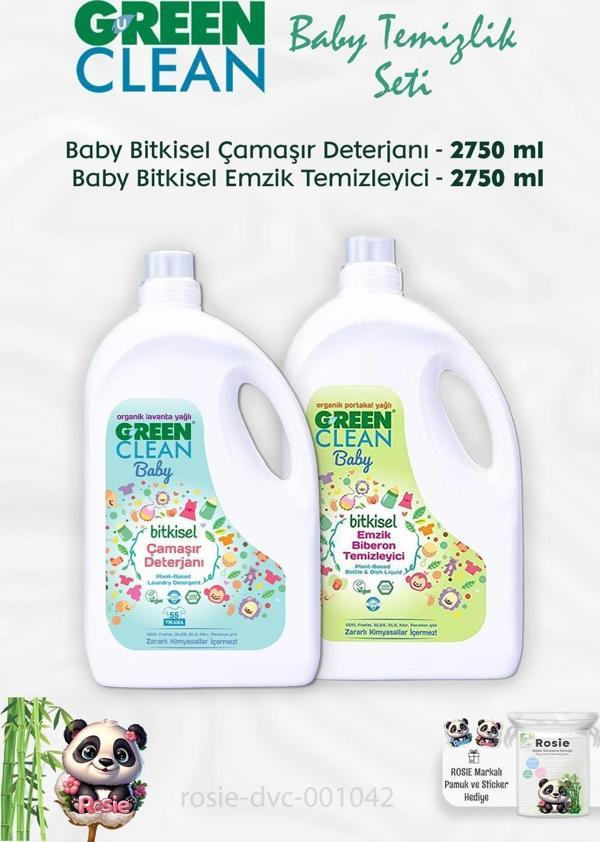 Green Clean Baby Çamaşır Deterjanı Lavanta Yağlı 2750 ml, Baby Emzik Temizleyici 2750 ml ve ROSIE - Image 1