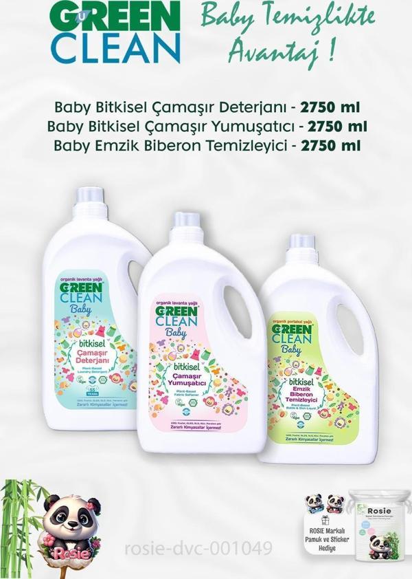 Green Clean Bitkisel Çamaşır Deterjanı, Çamaşır Yumuşatıcısı, Emzik Temizleyici 2.75 kg ve ROSIE - Image 1