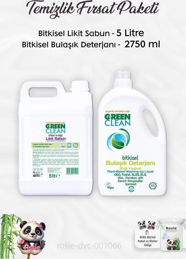 Green Clean Bulaşık Deterjanı 2750 ml, Likit Sabun 5 lt  ve ROSIE - Image 1