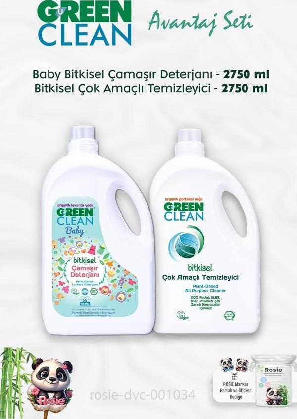 Green Clean Çok Amaçlı Temizleyici 2.75 kg, Baby Bitkisel Çamaşır Deterjanı 2.75 kg ve ROSIE - Image 1