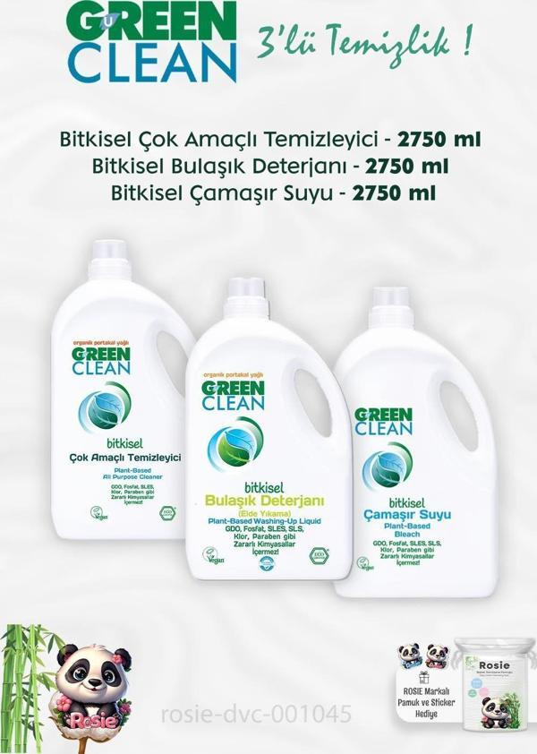 Green Clean Çok Amaçlı Temizleyici 2.75 kg, Çamaşır Suyu 2.75 kg, Bulaşık Deterjanı 2,75 kg ve ROSIE - Image 1