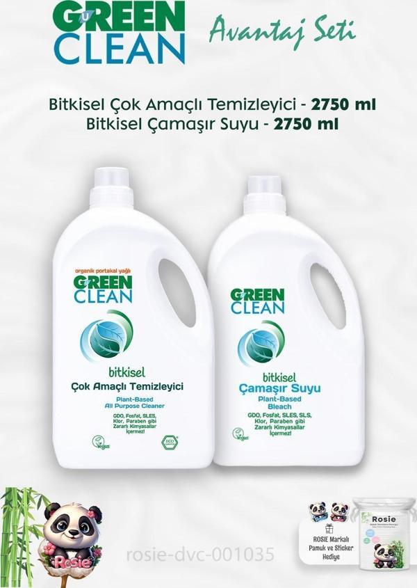 Green Clean Çok Amaçlı Temizleyici Portakal Yağlı 2.75 kg, Çamaşır Suyu 2.75 kg ve ROSIE - Image 1