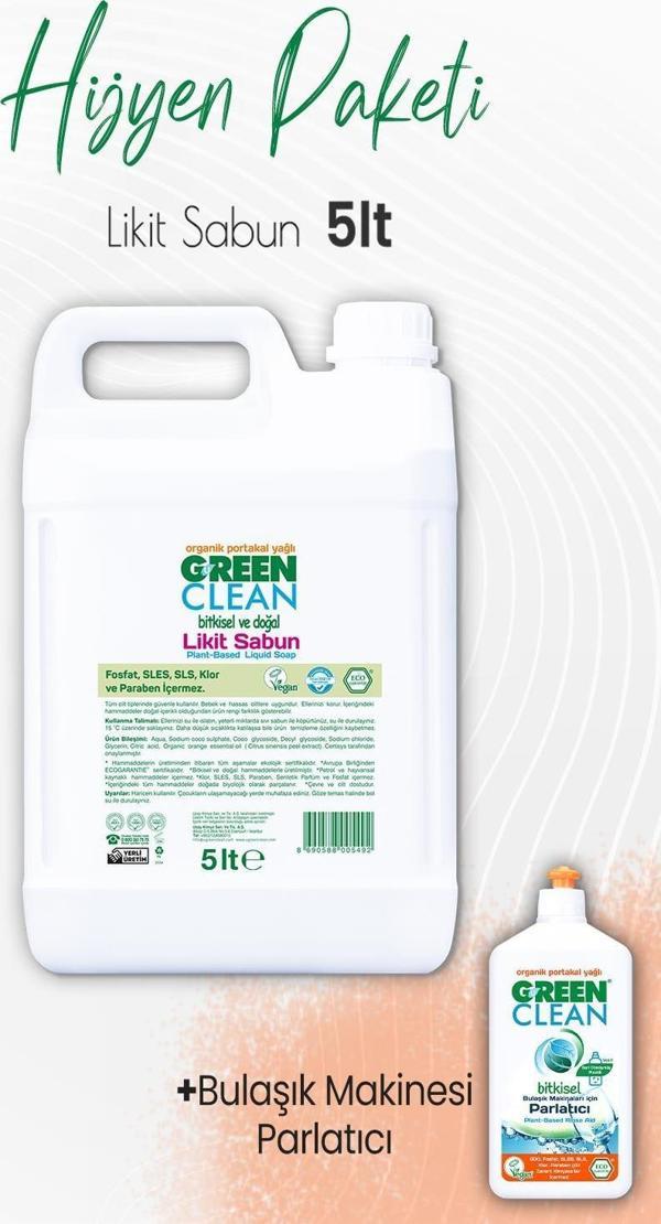 Green Clean Likit Sabun Portakal 5 lt ve Bulaşık Makinesi Parlatıcı Portakal 500 ml - Image 1