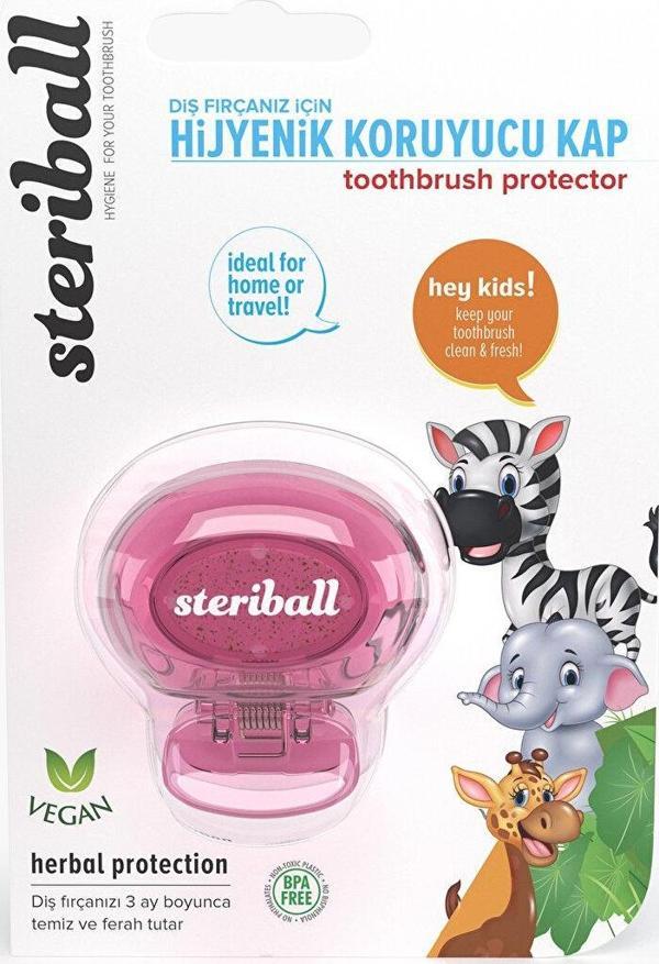 Steriball Bebek Antibakteriyel Koruyuculu Diş Fırça Kabı- Pembe - Image 1