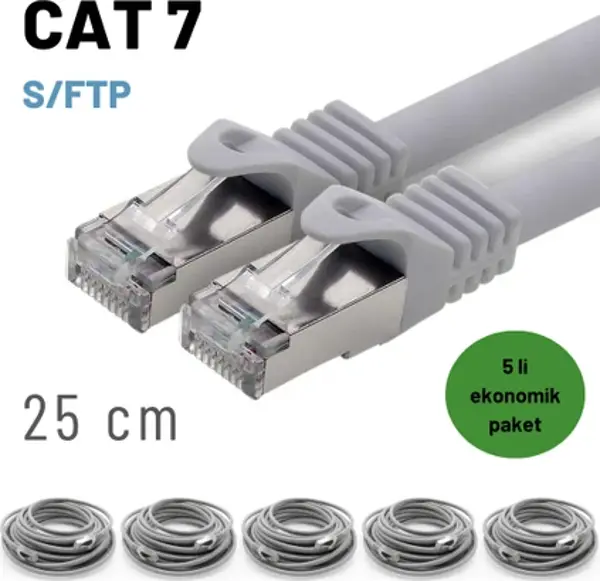 5 adet 25 cm IRENIS CAT7 Kablo S/FTP Ethernet Network LAN Ağ Kablosu - Image 1
