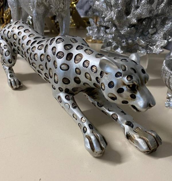 Mirsa Global Leopar Eskitme Gümüş Dekoratif Biblo - Image 1