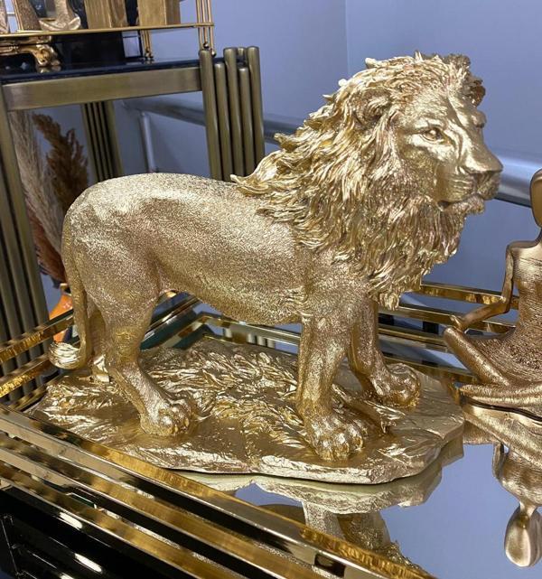 Mirsa Global Aslan Figürü Biblo Gold Renkli - Image 1
