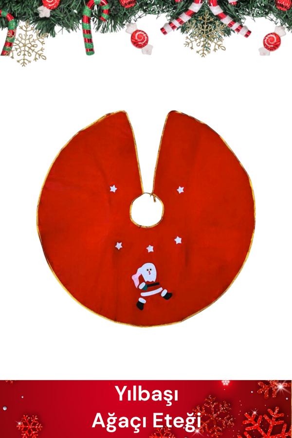 Yılbaşına Özel Çam Ağacı Eteği 90 Cm Çam Ağacı Altı Ayak Örtüsü Yılbaşı Çam Ağacı Örtüsü Polyester - Image 1