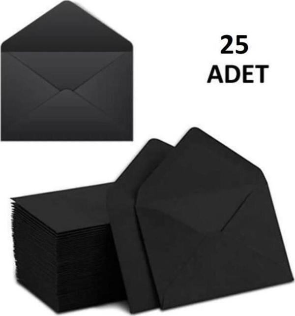 25 Adet Siyah Renkli Küçük Zarf 7x9 - Image 1