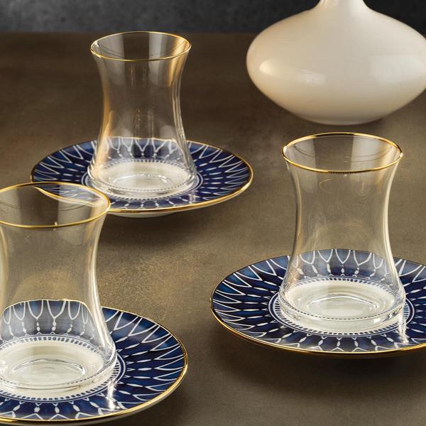 Sandro Moreno 1453 Deep Blue Gold 12 Parça 6 Kişilik Çay Seti 110 ml - Image 1
