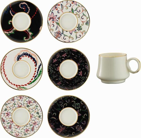 Sandro Moreno 1453 Desen Yağmuru Yüzük Gold 12 Parça 6 Kişilik Kahve Fincan Takımı 90 ml - Image 1