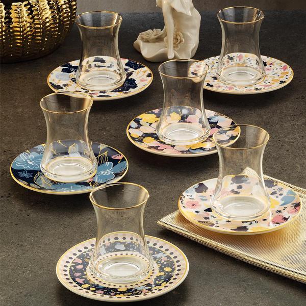 Sandro Moreno 1453 Potpuri Gold 12 Parça 6 Kişilik Çay Seti 110 ml - Image 1