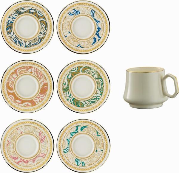 Sandro Moreno 1453 Şal Geometrik Gold 12 Parça 6 Kişilik Kahve Fincan Takımı 90 ml - Image 1