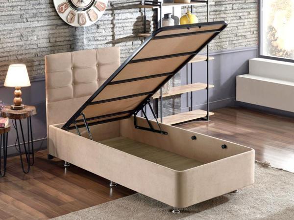 Niron Polo Baza ve Başlık Seti - 80x180 cm Tek Kişilik Sütlü Kahve Kumaş Baza ve Başlığı Soho Kumaş - Image 1