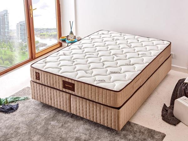 Niron Bamboo Yatak 90x200 Tek Kişilik Doğal Bambu Kumaş Tam Ortopedik Orta Sert Yaylı Yatak - Image 1