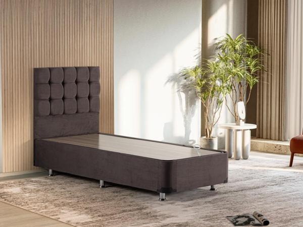 Niron Rama Füme Baza Ve Başlık Seti, Tek Kişilik 90x200 cm Baza Ve Başlık Takımı - Image 1