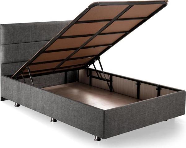 Niron Silver Baza ve Başlık Seti 120x200 cm Tek Kişilik Kaydırmaz Kumaşlı Gri Keten Baza ve Başlığı - Image 1