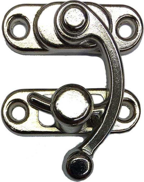 2 ADET BÜYÜK BOY YAY GÖZÜ KANCALI KİLİT NİKEL KUTU SANDIK VE KAPAK KLİPSİ 37X45 MM - Image 1
