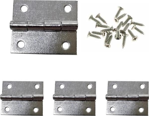 4 Adet Klasik Menteşe Nikel ve Vidaları 20x25 mm Kutu ve Sandık Menteşesi Hobi Maket - Image 1