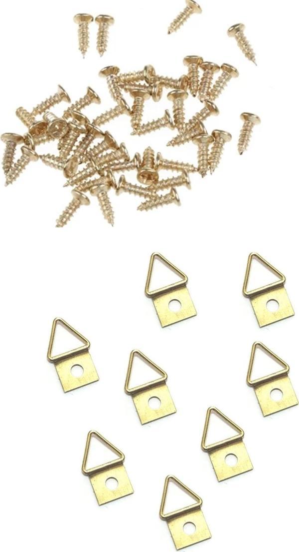 KÜÇÜK ÜÇGEN TABLO ÇERÇEVE ASKISI VE VİDALARI 20 ADET 12X18 MM - Image 1