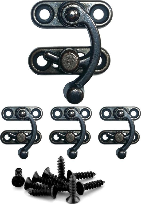 KÜÇÜK YAY GÖZÜ KANCALI KİLİT OKSİT 4 ADET KUTU SANDIK VE KAPAK KLİPSİ 20X24 MM - Image 1
