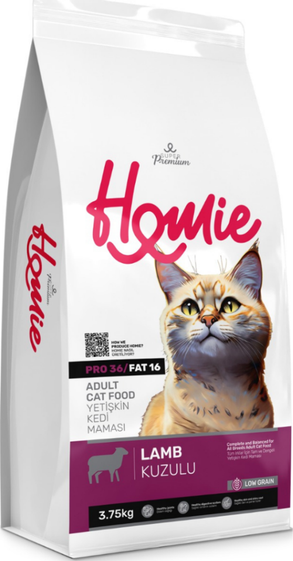 Homie Süper Premium Düşük Tahıllı Kuzu Etli Yetişkin Kedi Maması 3.75 Kg - Image 1