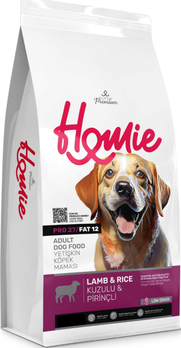 Homie Süper Premium Düşük Tahıllı Kuzu Etli Yetişkin Köpek Maması 12 Kg - Image 1