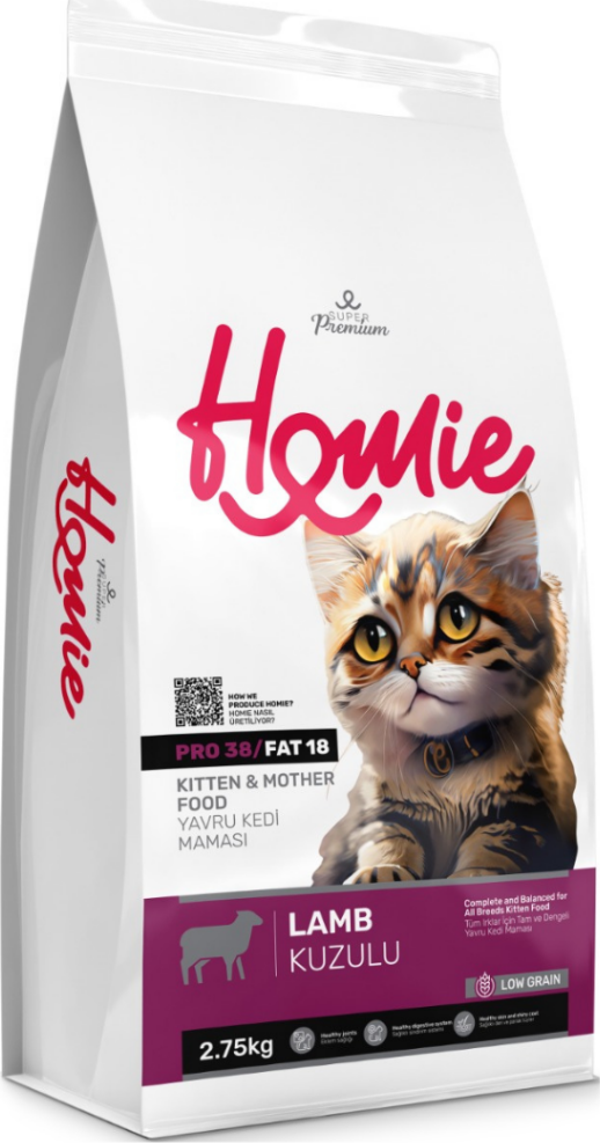 Homie Süper Premium Düşük Tahıllı Mother & Kitten Kuzu Etli Yavru Kedi Maması 2.75 Kg - Image 1