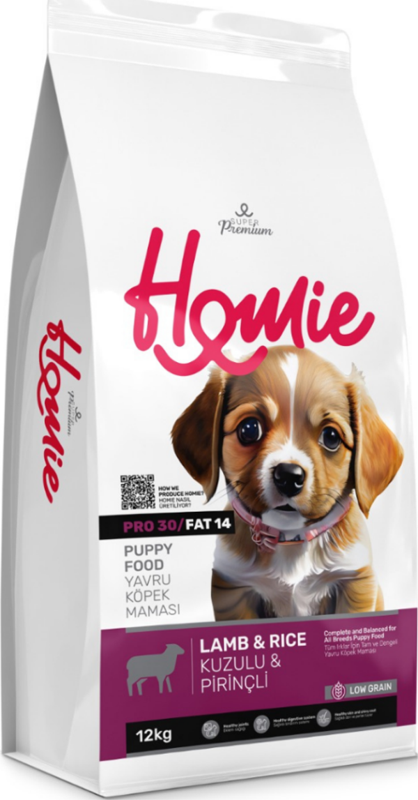 Homie Süper Premium Düşük Tahıllı Puppy Kuzu Etli Yavru Köpek Maması 12 Kg - Image 1