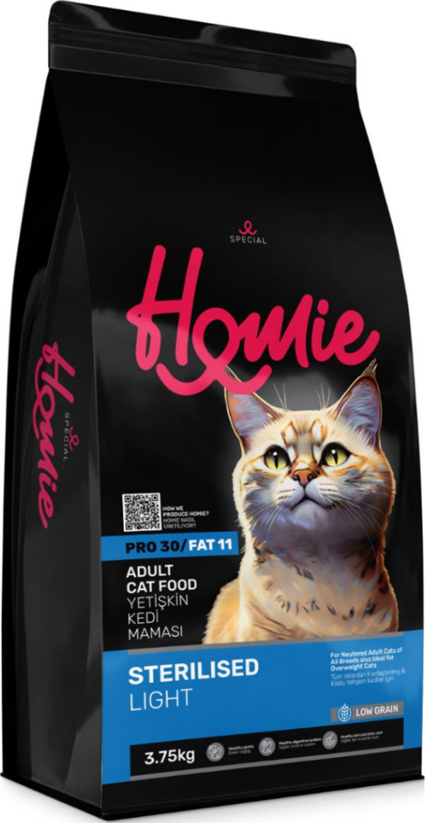 Homie Süper Premium Düşük Tahıllı Sterilised Light Tavuklu Kısırlaştırılmış Kedi Maması 3.75 Kg - Image 1