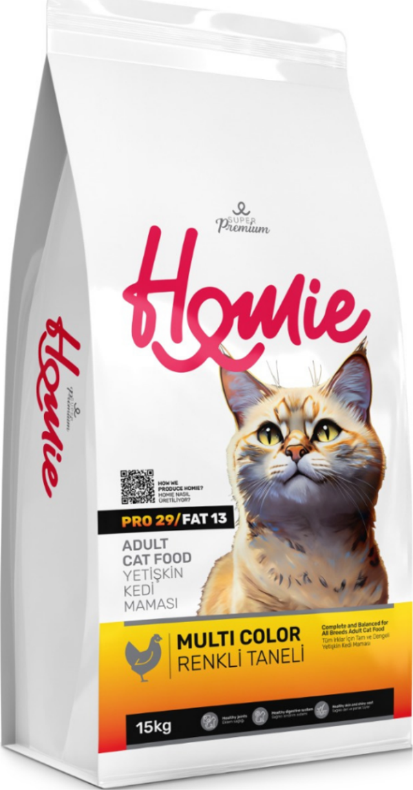 Homie Süper Premium Multi Color Renkli Taneli Tavuklu Yetişkin Kedi Maması 15 Kg - Image 1