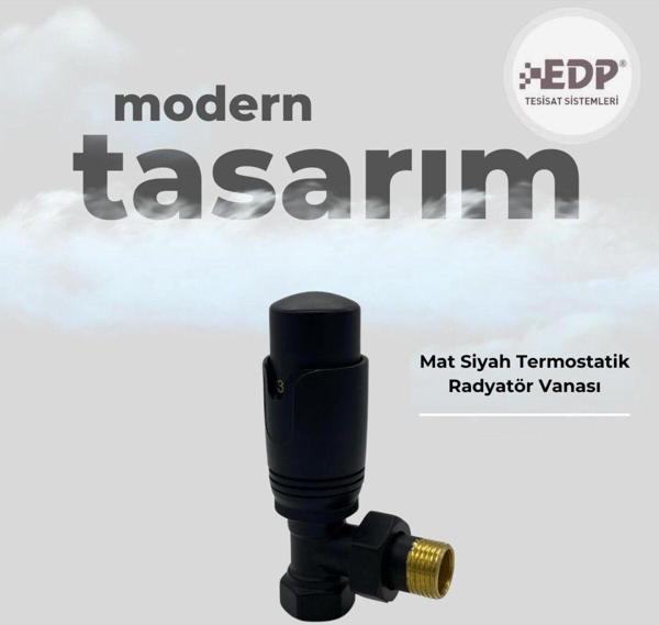 EDP 1/2 Siyah Termostatik Krom Vana - Image 1