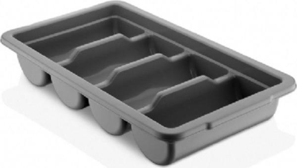 4 Bölmeli Kapaklı Kaşıklık, Gri ( Kapak Dahil 2li Set ) - Image 1