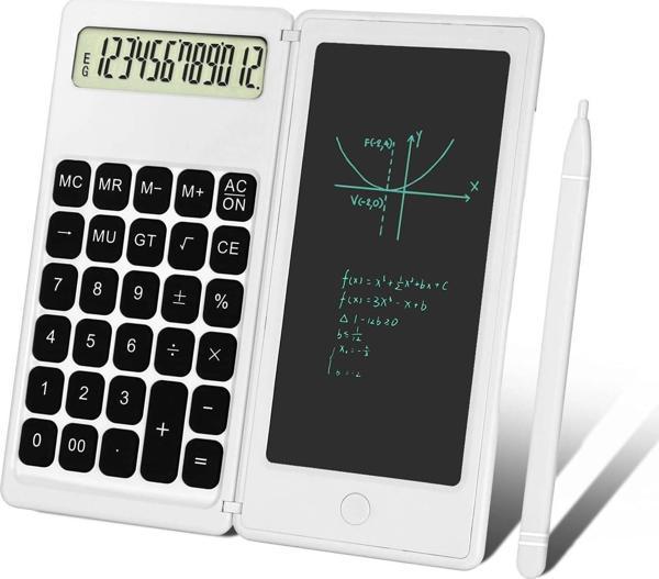 Valkyrie C5 Dijital Çizim Ekranlı Bilimsel Fonksiyonlu E-Writer Hesap Makinesi Katlanabilir Sessiz Tuşlu Beyaz - Image 1