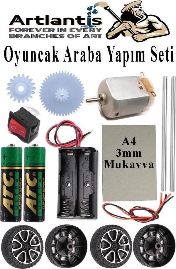 Oyuncak Araba Yapım Seti 1 Paket Plastik Tekerlek Deney İçin 2 Adet Metal Şaft Proje Deney Seti Dc Motor Çark Dişli Okul - Image 1