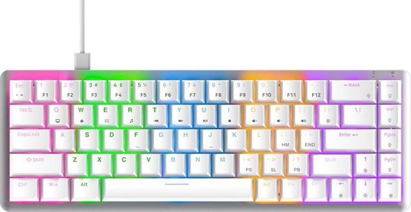 Rampage REBEL Beyaz Low Profile BLUE SWITCH  US Layout English Rainbow Mekanik Gaming Klavye - Image 1