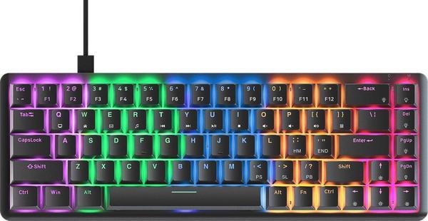 Rampage REBEL Siyah Low Profile RED SWITCH Mekanik Gaming Oyuncu Klavye US Layout English Rainbow - Image 1