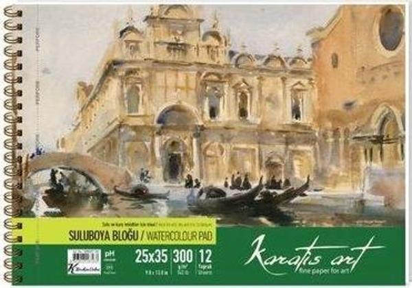 Karatis Art 300Gr 2535 12 Yp. Spiralli Suluboya Blok - Image 1
