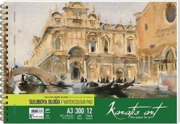 Karatis Art 300Gr A3 12 Yp. Spiralli Suluboya Blok - Image 1